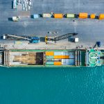 Pier with Container Ship From Above